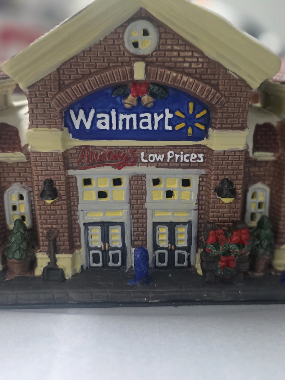 Walmart Holiday Store Village Decorative Figurine - Brown, Blue, Red